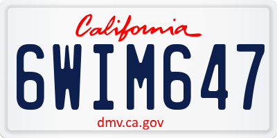 CA license plate 6WIM647