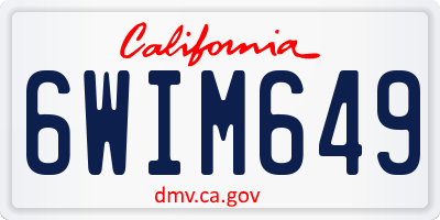 CA license plate 6WIM649
