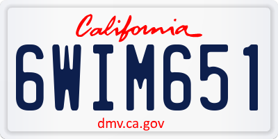 CA license plate 6WIM651