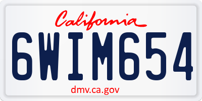 CA license plate 6WIM654