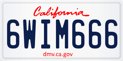 CA license plate 6WIM666