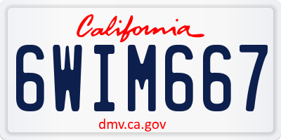 CA license plate 6WIM667