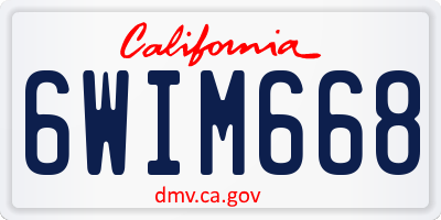 CA license plate 6WIM668