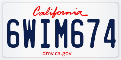 CA license plate 6WIM674