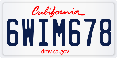 CA license plate 6WIM678