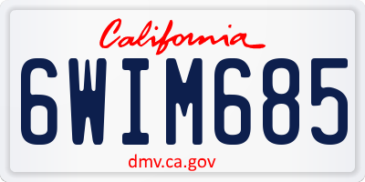 CA license plate 6WIM685