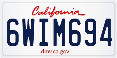 CA license plate 6WIM694