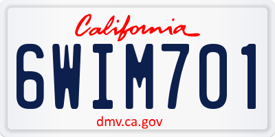 CA license plate 6WIM701