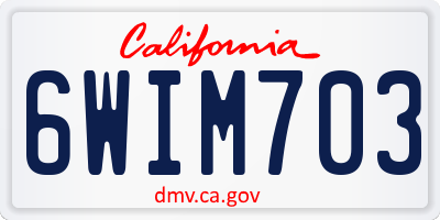 CA license plate 6WIM703