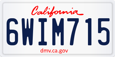 CA license plate 6WIM715