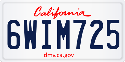 CA license plate 6WIM725