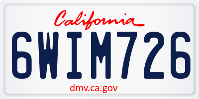 CA license plate 6WIM726