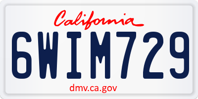 CA license plate 6WIM729