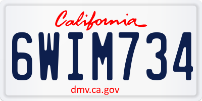CA license plate 6WIM734