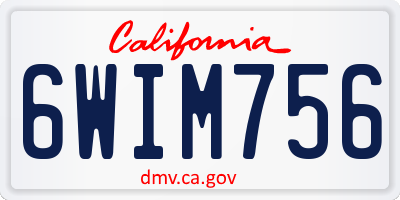 CA license plate 6WIM756