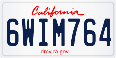 CA license plate 6WIM764