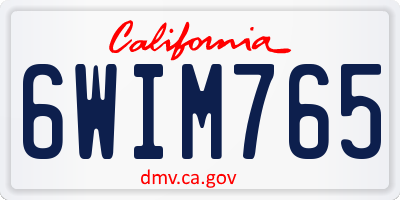 CA license plate 6WIM765