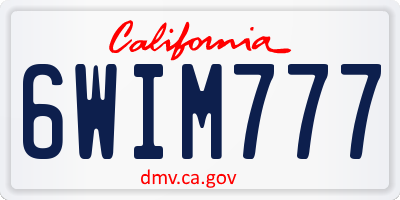 CA license plate 6WIM777