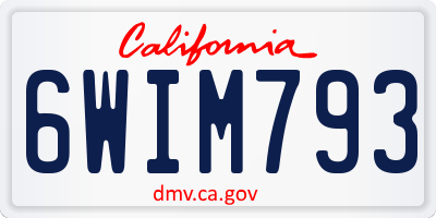 CA license plate 6WIM793