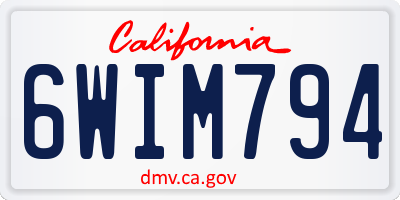 CA license plate 6WIM794
