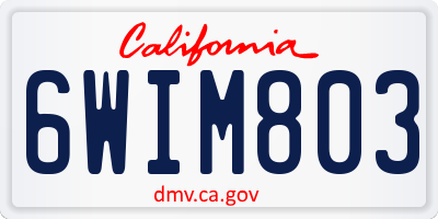 CA license plate 6WIM803
