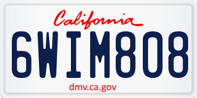 CA license plate 6WIM808