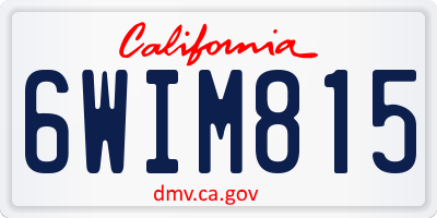CA license plate 6WIM815