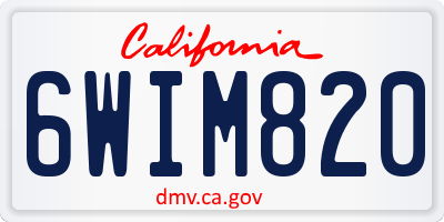 CA license plate 6WIM820