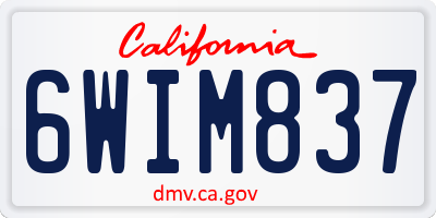 CA license plate 6WIM837