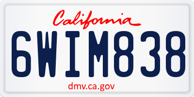 CA license plate 6WIM838