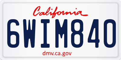 CA license plate 6WIM840