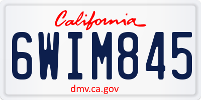 CA license plate 6WIM845