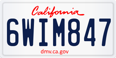 CA license plate 6WIM847