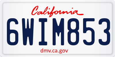 CA license plate 6WIM853
