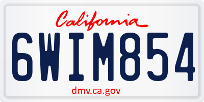 CA license plate 6WIM854