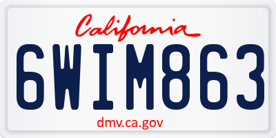 CA license plate 6WIM863