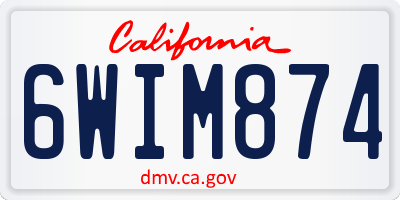 CA license plate 6WIM874