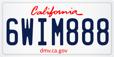 CA license plate 6WIM888