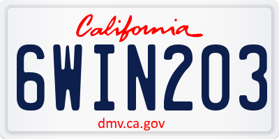 CA license plate 6WIN203
