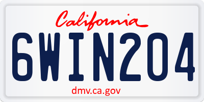 CA license plate 6WIN204