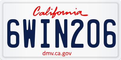 CA license plate 6WIN206