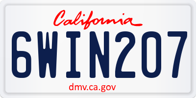 CA license plate 6WIN207