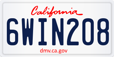 CA license plate 6WIN208