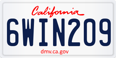 CA license plate 6WIN209