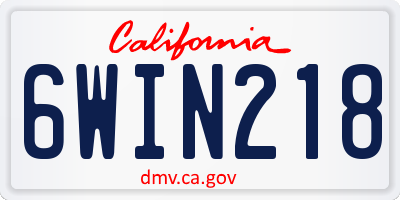 CA license plate 6WIN218