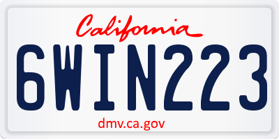 CA license plate 6WIN223