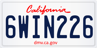 CA license plate 6WIN226