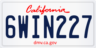 CA license plate 6WIN227
