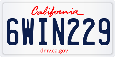 CA license plate 6WIN229