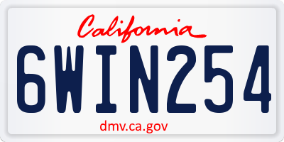 CA license plate 6WIN254